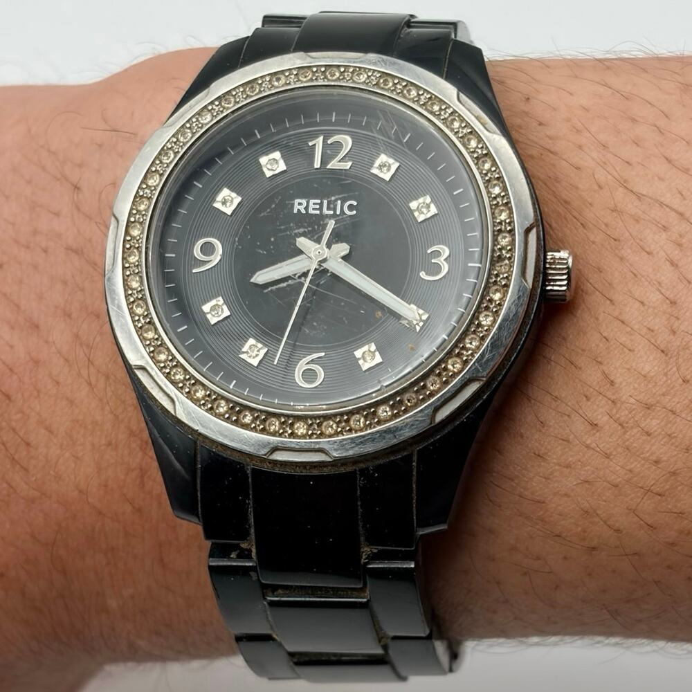 Silver & Black Relic Watch